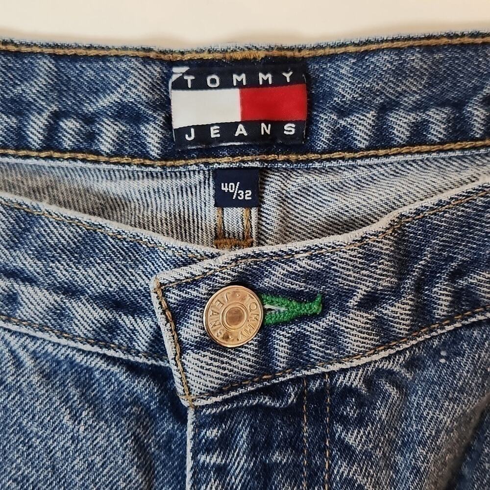 Vintage Tommy Hilfiger Y2K Denim Jeans Medium Wash Large Logo Men's Sz 40/32 - Picture 4 of 16